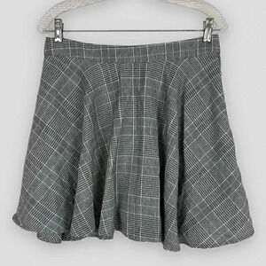 SHEIN Women's Plaid Skater Skirt L A-Line Zip Back Stretch